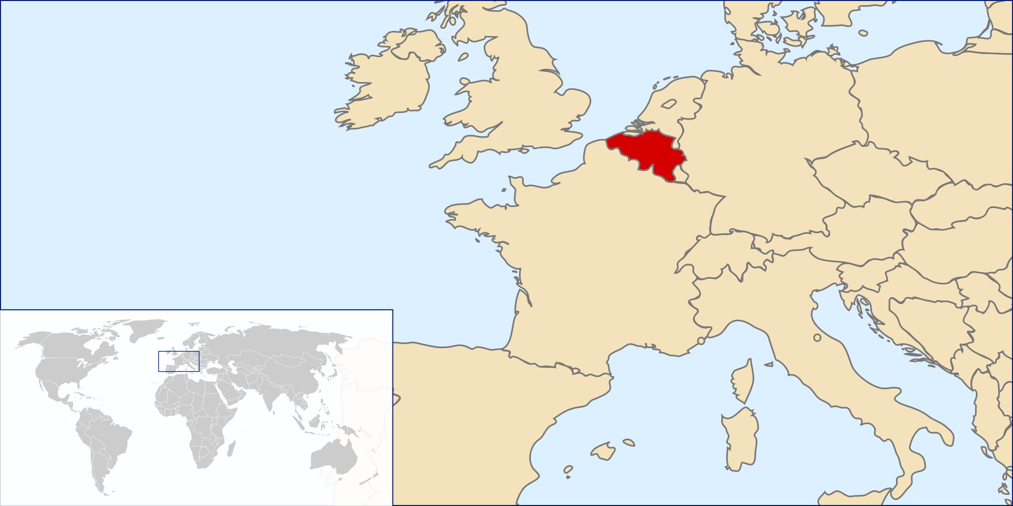 mapa świata belgia Belgia na mapie świata   Mapa Belgii na mapie świata (Europa 