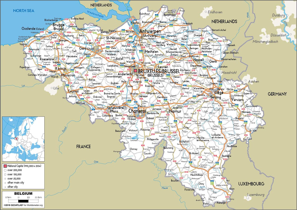 Mapa dróg Belgii