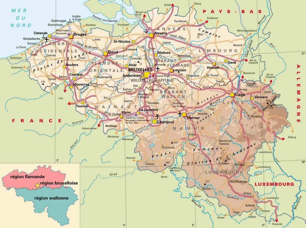 Mapa ardeny Belgia