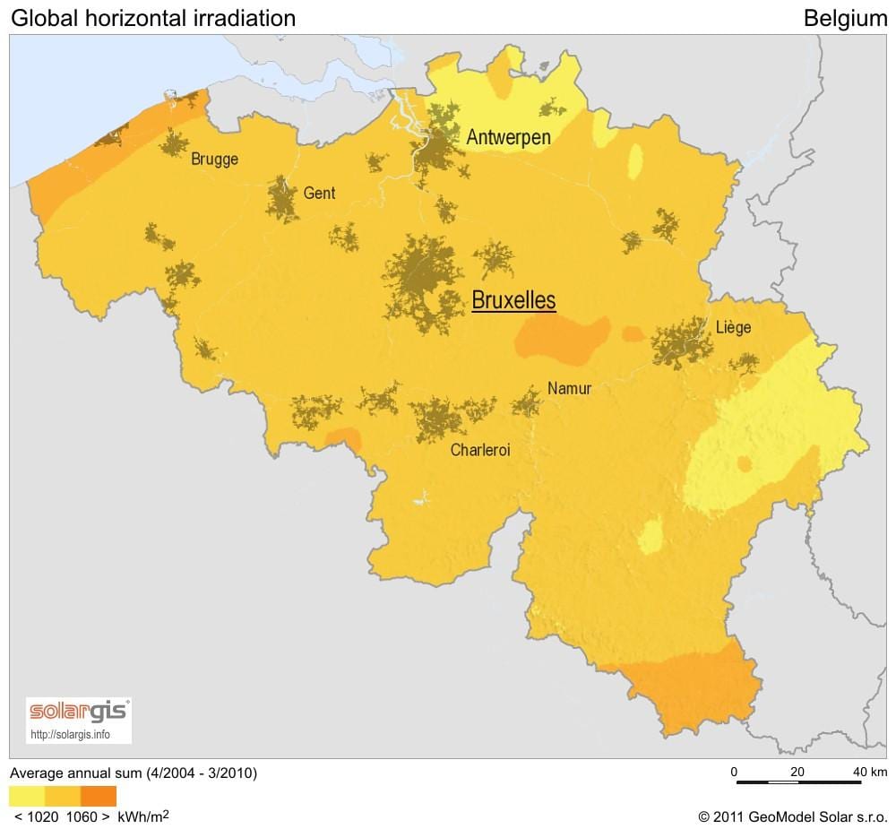 Mapa Belgii klimat