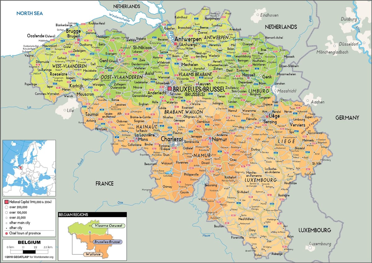 mapa Belgii
