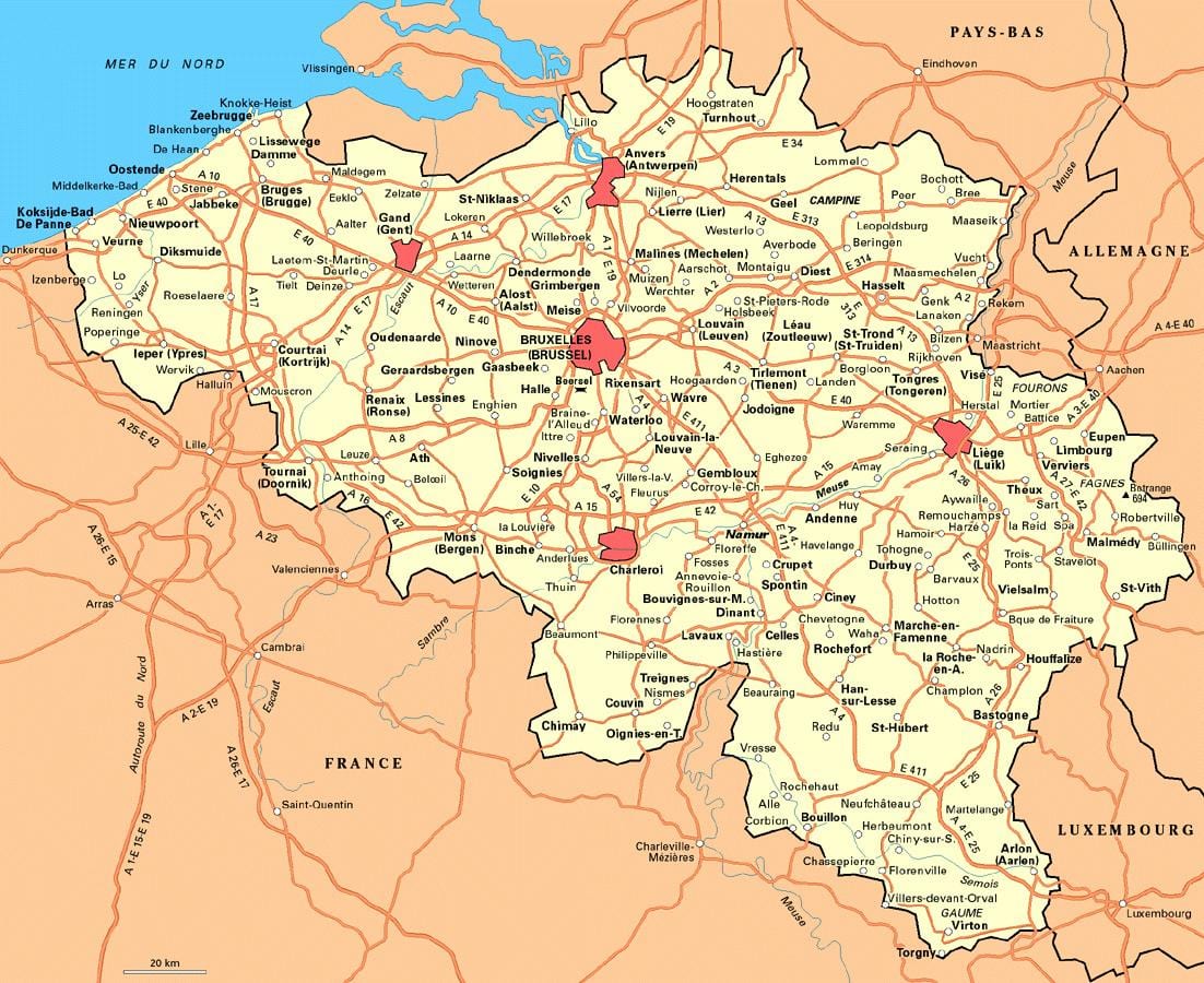 Mapa szczegółowa Belgii