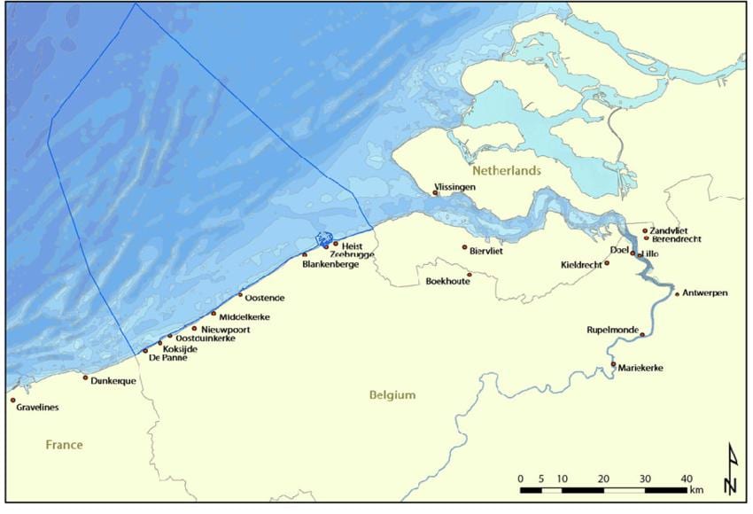 Mapa Belgii wybrzeżu