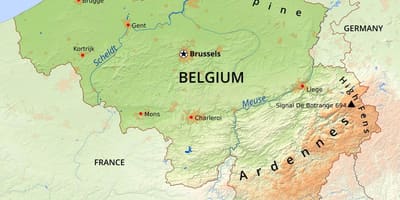 Mapa Belgii geografii