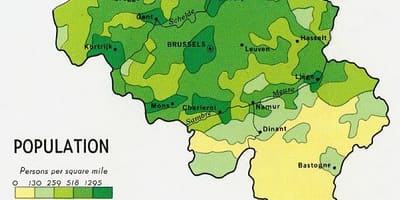 Mapa Belgii ludności