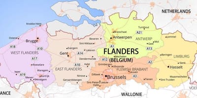 Mapa Flandrii, Belgia