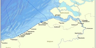 Mapa Belgii wybrzeżu